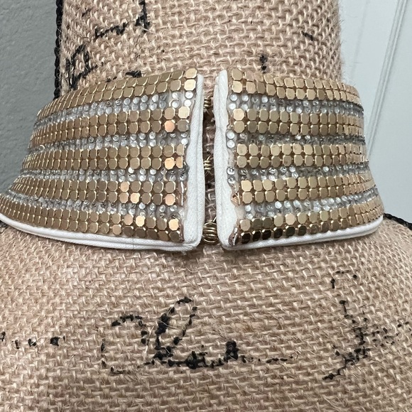 Bebe Mini White Halter Dress with Gold Jeweled Collar Lowback - Picture 10 of 14